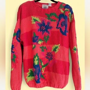 Vintage Hand knit Floral Knit Sweater